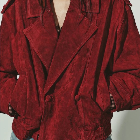 Zara Deep Red Women’s Suede Leather Jacket - Picture 3 of 7